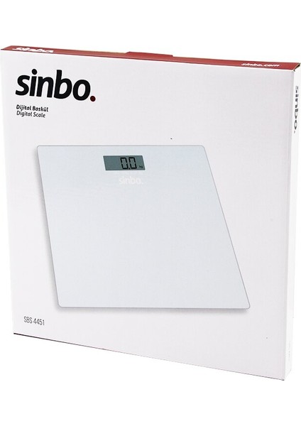 Sinbo SBS-4451 Dijital - Pilli Beyaz Cam Banyo Baskül Terazi Tartı LCD Ekran 180KG/100GR 26X26CM