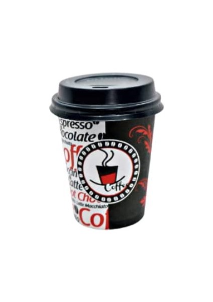 Excodi Cup - 8 Oz Kapaklı Karton Bardak - 250 ml - 100 Adet Kaliteli Otomat Bardağı, Sızdırmaz, El Yakmaz (Kırmızı)
