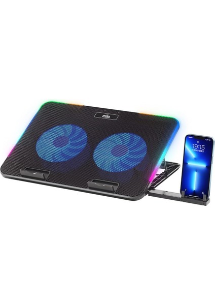 Mila Serisi M2 R-Type Rgb Işıklı, 2 Büyük Fan, Telefon Standı,2 USB Notebook Soğutucu Stand