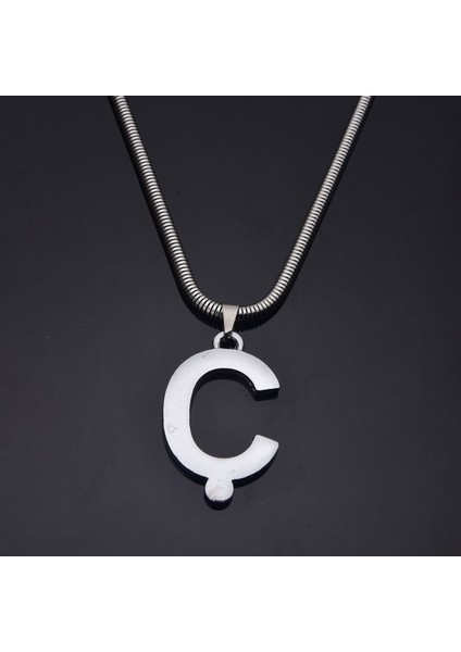 Modern Design Büyük Ç Harfli Erkek Kolye Çelik Takı Hediyelik Aksesuar