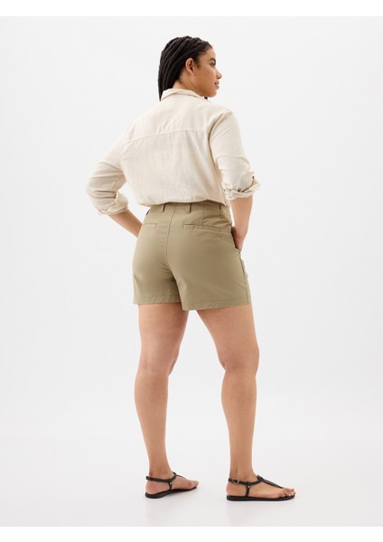 Kadın Kahverengi Mid Rise Downtown Khaki Şort fiyatları