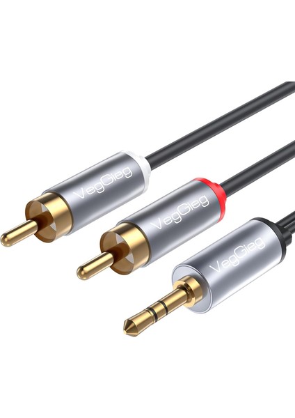 3.5mm Aux To 2 Rca Hi-Fi Ses Kablosu 10 Metre