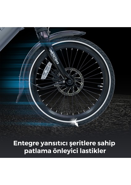 Katlanabilir Elektrikli Bisiklet B13 | Pedelec Gri | Güçlü 36V 11.5.0AH 45NM |samsung Batarya | 20"