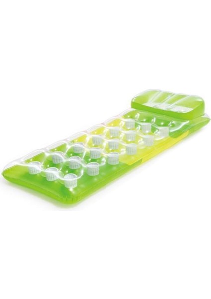 Intex Renkli yastıklı deniz ve havuz yatağı, 188x71 cm, yeşil renkli konforlu şezlong