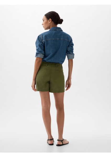 Kadın Haki Mid Rise Downtown Khaki Şort