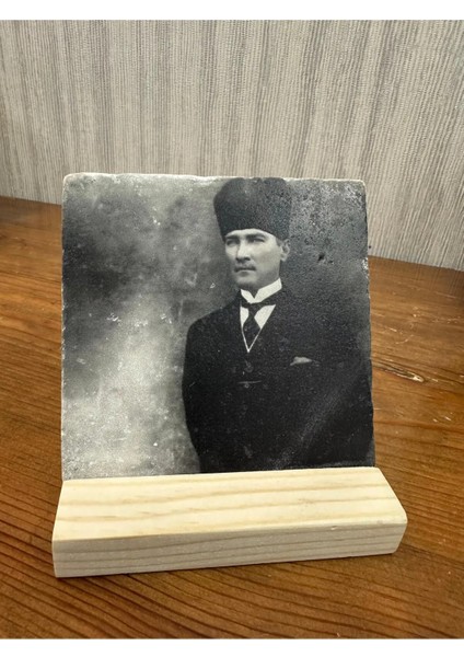 Atatürk Baskılı Taş Masa Üstü Tablo Dekor 10X10CM - Tablo - Dekor fiyatları