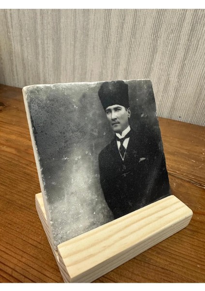 Atatürk Baskılı Taş Masa Üstü Tablo Dekor 10X10CM - Tablo - Dekor modelleri