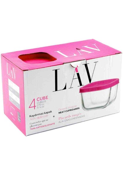 Cube 4 Adet Cam Saklama Kabı Kahvaltılık Kapaklı 270 cc