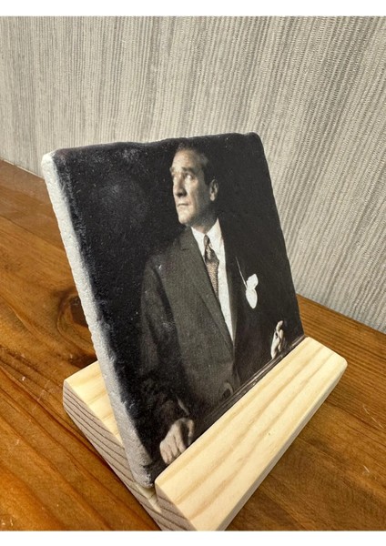 Atatürk Baskılı Taş Masa Üstü Tablo Dekor 10X10CM - Tablo - Dekor fiyatları