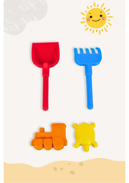 UltraNova Yaz Plaj Seti: Ibrik, Kürek, Tırmık ve Kum Kalıbı, Çok Renkli, 3+ Yaş