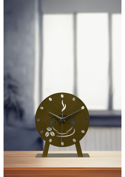 UltraNova Altın renk metal lazer kesim mekanizmalı sessiz masa saati, şık ve dayanıklı tasarım modelleri