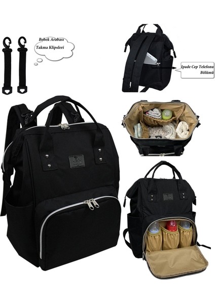 UltraNova Siyah Anne Bebek Bakım Çantası ve Isı Yalıtımlı Beach Bag Termos Çanta Takımı indirimleri