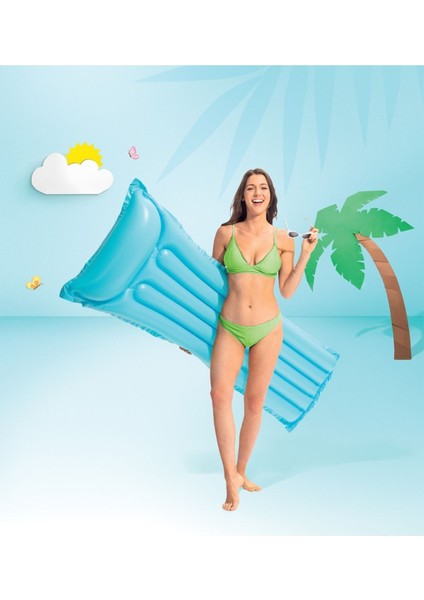 Intex Mavi Şişme Deniz Yatağı, 183x69 cm, 8+ yaş, rahat ve kullanışlı yatak