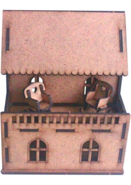 UltraNova Boyanabilir Ahşap 3D Puzzle, Asmalı Konak, 15x15x13,5 cm, 5 adet, kahverengi