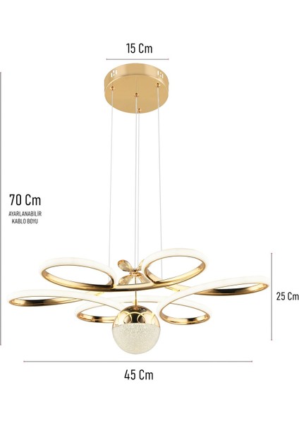 UltraNova Modern 3 Renk Dimmerli Alüminyum Sarkıt LED Avize, Salon ve Mutfak İçin Şık Aydınlatma