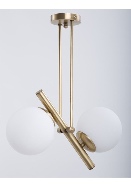 UltraNova Şık Eskitme Beyaz Camlı Ahşap Avize, 2'li, 30x60 cm