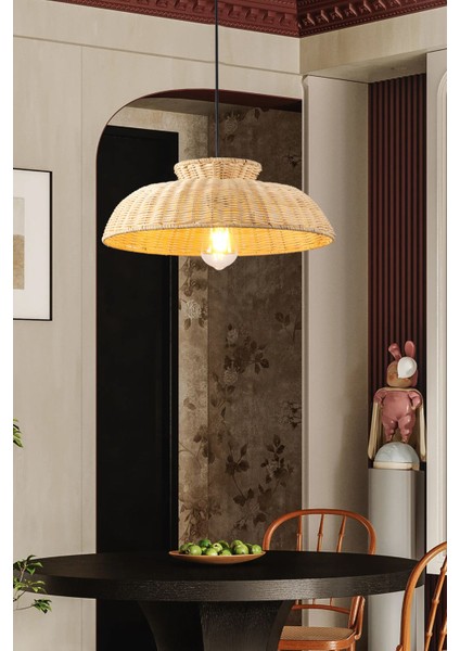 UltraNova Modern rattan oturma odası avizesi, 40x80 boyut, şık tasarım, tekli başlık
