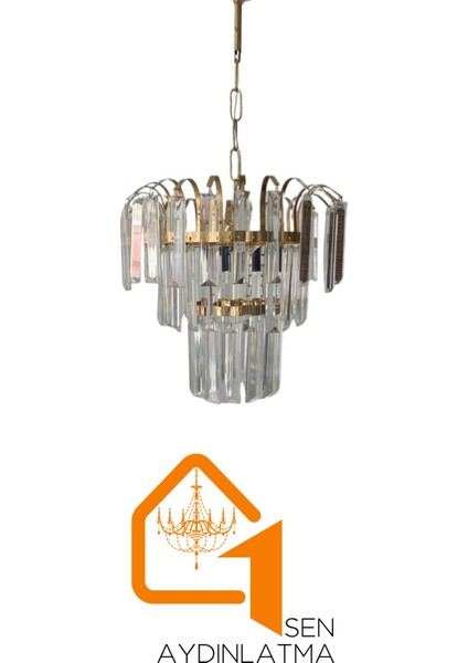 UltraNova Parlak Kristal Taşlı Sarkıt Avize, Modern ve Şık Tasarım, 30x60 cm, 1 Ampüllü