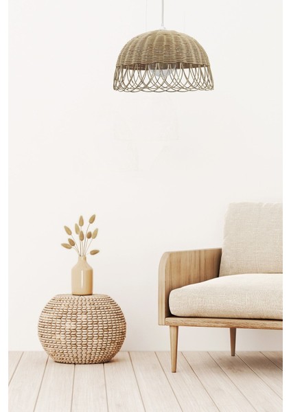 UltraNova Doğal renkli bambu ve rattan sarkıt avize, şık ve hafif tasarım, 30x20 ölçü. fiyatları