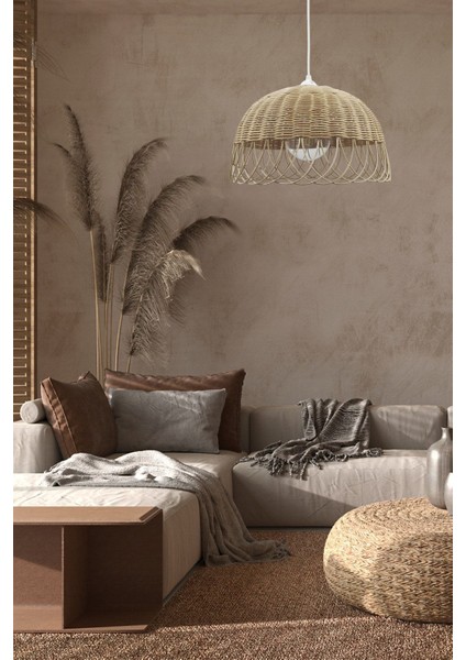 UltraNova Doğal renkli bambu ve rattan sarkıt avize, şık ve hafif tasarım, 30x20 ölçü. fırsatları