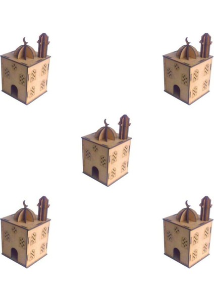 UltraNova 5'li Ahşap 3D Puzzle Camii, Boyanabilir, Hobi ve Eğlence, 20,5x12x11cm, Kahverengi