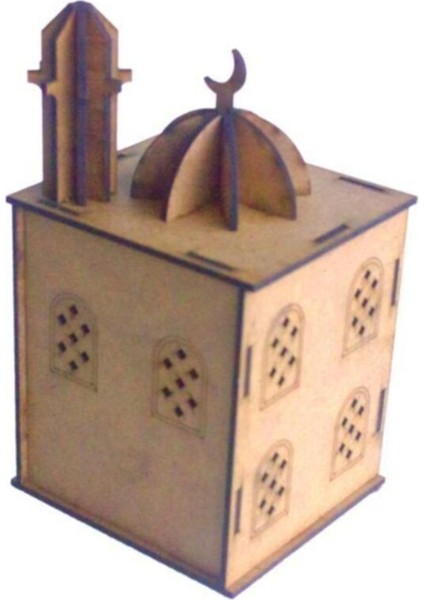 UltraNova 5'li Ahşap 3D Puzzle Camii, Boyanabilir, Hobi ve Eğlence, 20,5x12x11cm, Kahverengi