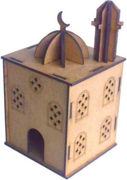 UltraNova 5'li Ahşap 3D Puzzle Camii, Boyanabilir, Hobi ve Eğlence, 20,5x12x11cm, Kahverengi