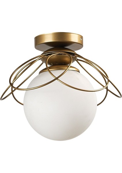 UltraNova Alaca Tavan Avizesi, Eskitme Beyaz Cam, Metal Detay, Modern Tasarım, 1 Ampüllü