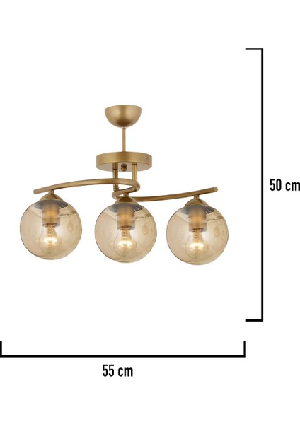 UltraNova Modern 3'lü Bal Camlı Avize, Metal, 30x60, Salon ve Yatak Odası Aydınlatması modelleri