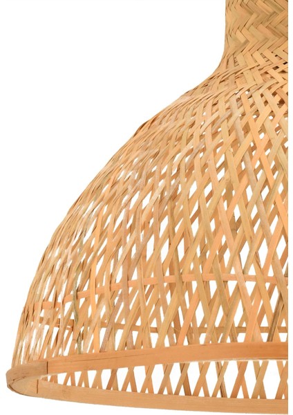UltraNova Modern Rattan Avize, Bambu Detaylı, Eskitme Tarz, 40 cm, Şık ve Şık Aydınlatma