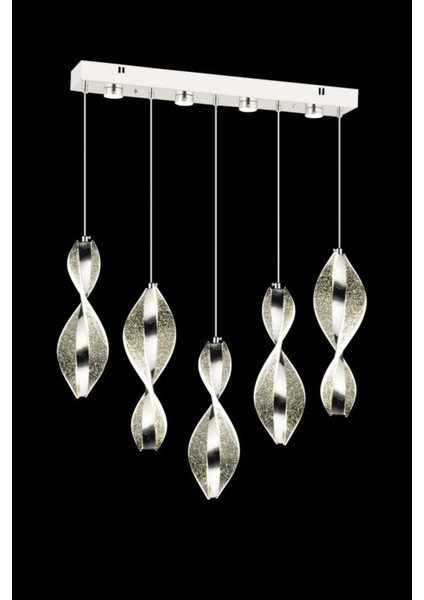 UltraNova Modern 5'li Ledli Metal Avize, Kumandalı, 3 Renk Seçeneği