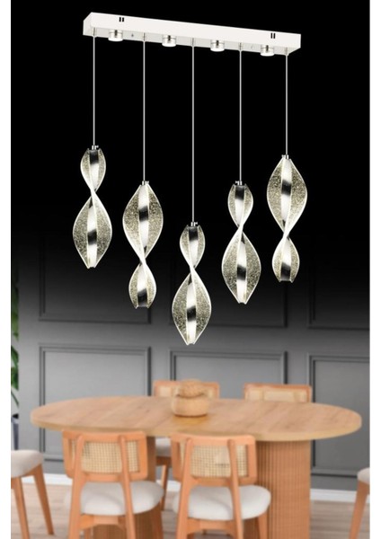 UltraNova Modern 5'li Ledli Metal Avize, Kumandalı, 3 Renk Seçeneği