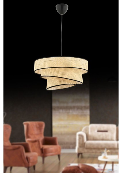 UltraNova Şık 3 Katlı Siyah Biyeli Pasta Sarkıt, Krem Materyal, Modern Tasarım