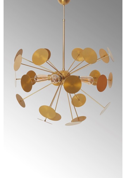 UltraNova Şık Sarı Metal Gövde Ledli Avize, Modern ve Zarif Tasarım modelleri