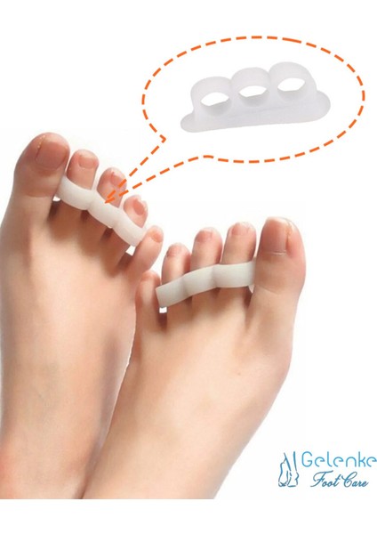 Ayak Parmak Düzeltici - 3 Parmağa Geçen Çekiç ve Makaralı Silikon Parmak Kemik Koruyucu.