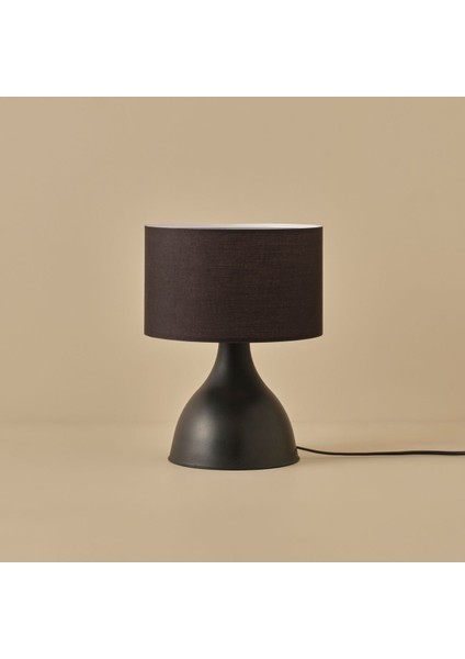 UltraNova Siyah silindir abajur, klasik tasarım, plastik malzeme, 25x15x34 cm