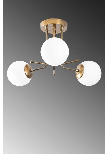 UltraNova Modern 3'lü Eskitme Renk Globe Avize, Cam ve Materyal, Beyaz, Salon, Mutfak, Yatak Odası