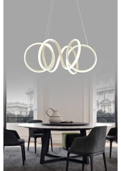 UltraNova Modern beyaz sarkıt avize, LED ışık, alüminyum, 70x35 cm, 6 ampüllü