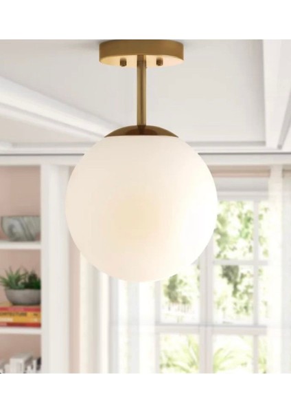 UltraNova Modern Beyaz Camlı Tekli Tavan Avizesi 20x60 cm, Şık ve Işıltılı Tasarım