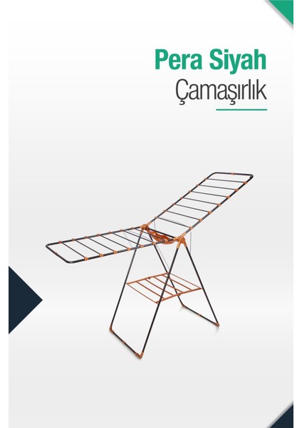 UltraNova Kalın Borulu Mandal Sepetli Çamaşır Kurutmalığı, Siyah, Metal, Çevre Dostu