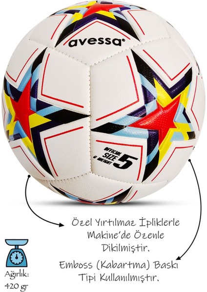 UltraNova Çok Renkli 5 Numara Futbol Topu, 420 gr, 4 Astarlı, Sert Zemin, Pompa Yok fiyatları