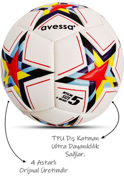 UltraNova Çok Renkli 5 Numara Futbol Topu, 420 gr, 4 Astarlı, Sert Zemin, Pompa Yok modelleri