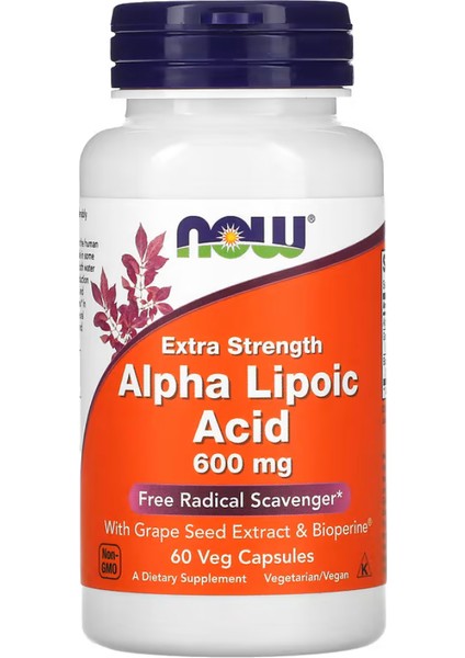 Alpha Lipoic Acid Extra Strength 600 mg 60 Veg Capsules