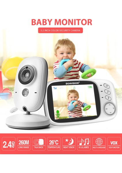UltraNova Lcd ekranlı gece görüşlü kablosuz bebek izleme kamerası, odak sıcaklığı, 2 yıl garanti fiyatları