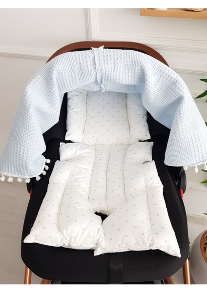 Waffle Pikeli Fermuarlı Bebek Puset Örtüsü ve Çift Taraflı Puanlı Bebek Puset Minderi fiyatları