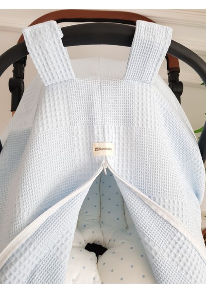 Waffle Pikeli Fermuarlı Bebek Puset Örtüsü ve Çift Taraflı Puanlı Bebek Puset Minderi fırsatları