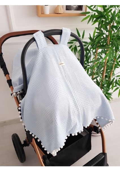 Waffle Pikeli Fermuarlı Bebek Puset Örtüsü ve Çift Taraflı Puanlı Bebek Puset Minderi indirimleri