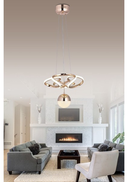 UltraNova 3 Renk Gold Led Kristal Taşlı Ahşap Avize, 30x100 cm, şık ve modern tasarım