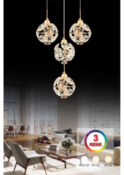 UltraNova Modern 4'lü altın renkli metal led aplik, şık ve enerji tasarruflu aydınlatma sağlar