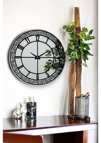 UltraNova 46 cm modern siyah pleksi aynalı dekoratif duvar saati